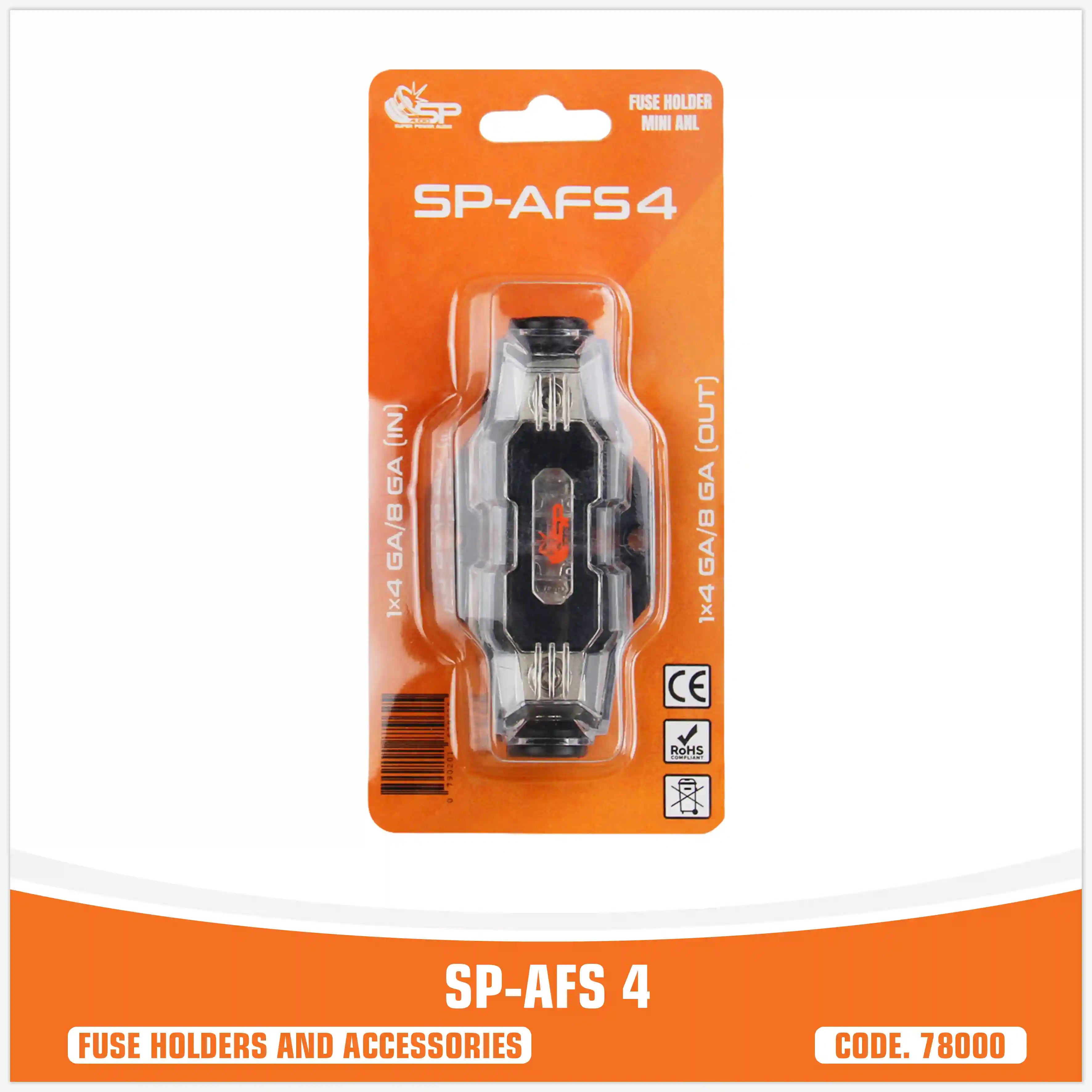 SP AFS4 FUSEHOLDER MINI ANL 1x4GA/8GA IN + 1x4/8 GA OUT