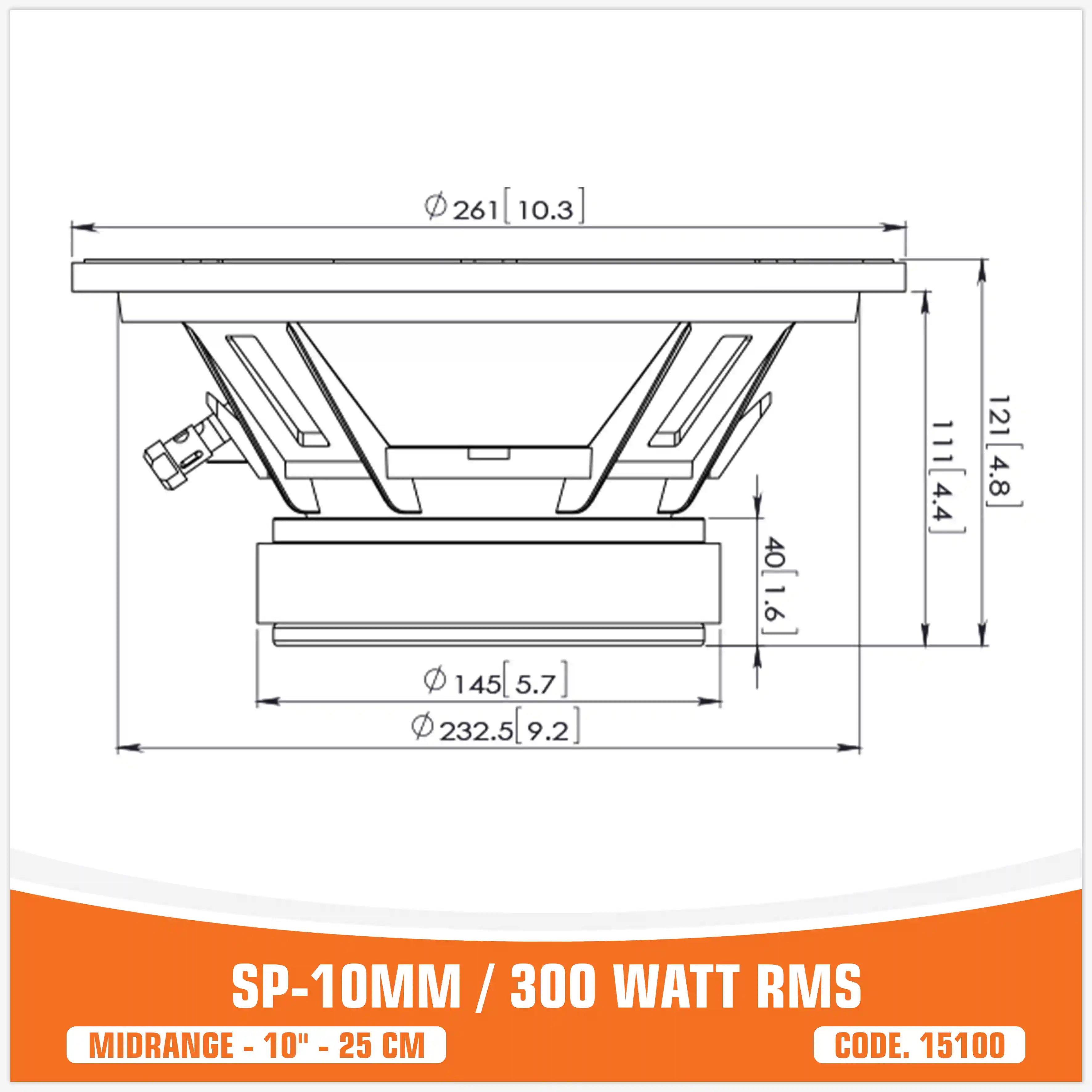 SP 10MM MIDRANGE EXTREME 10"/25CM 300W RMS (UNIT PRICE)