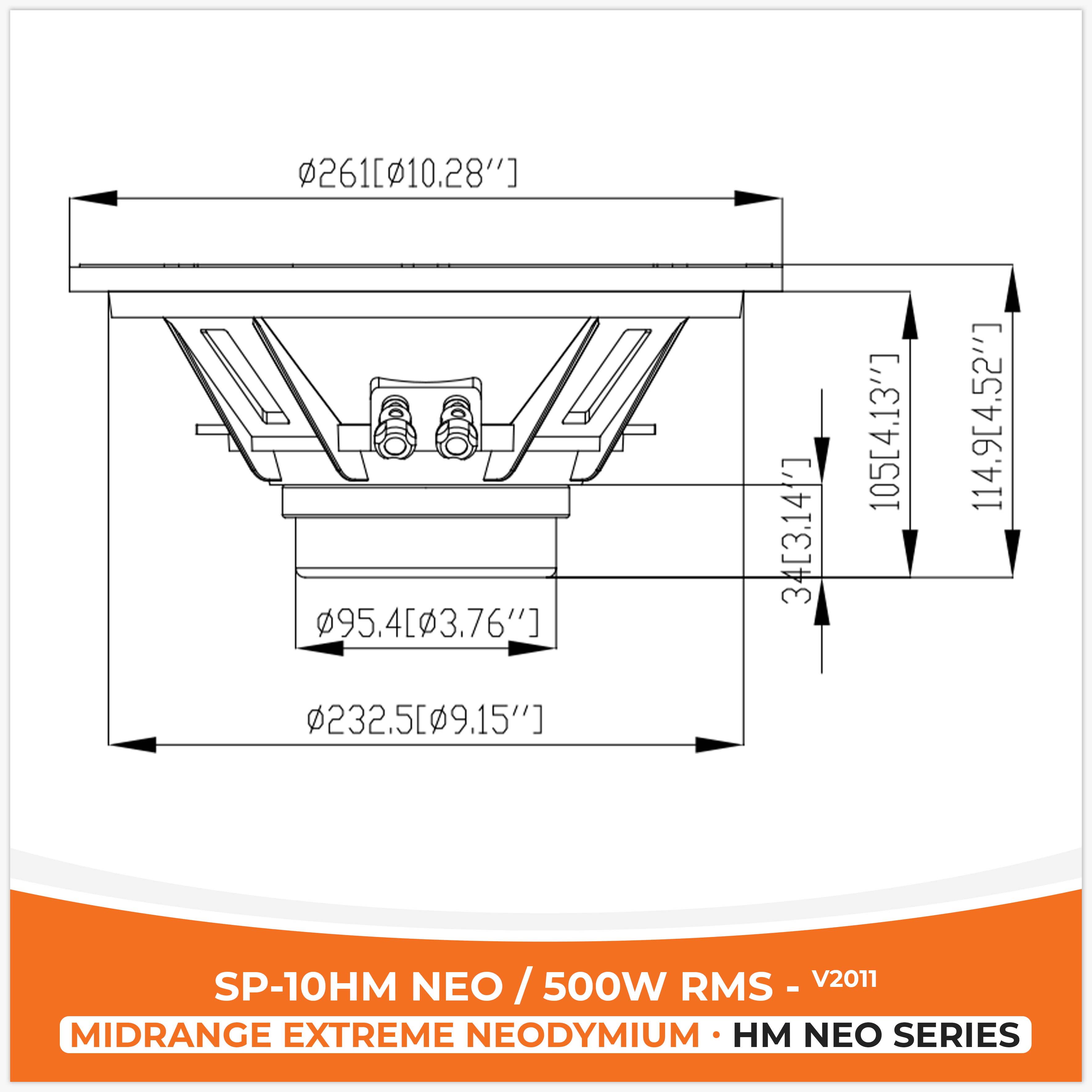 SP 10HM NEO MIDRANGE EXTREME 10"/25CM NEO MAGNET 500W RMS, V2011 (UNIT PRICE)